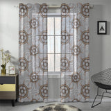 nautical wood steering wheel pattern Gauze Curtain