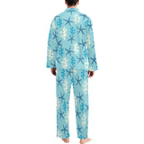 Blue starfish coral reef pattern Men's Long Pajama Set