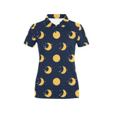 Moon star pattern Women's All Over Print Polo Shirt