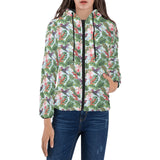 Hummingbird Pattern Print Design 05 Women's Padded Hooded Jacket