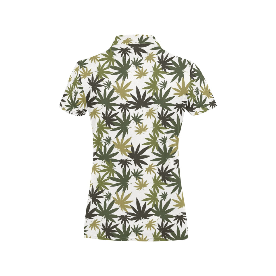 Canabis Marijuana Weed Pattern Print Design 05 Women's All Over Print Polo Shirt