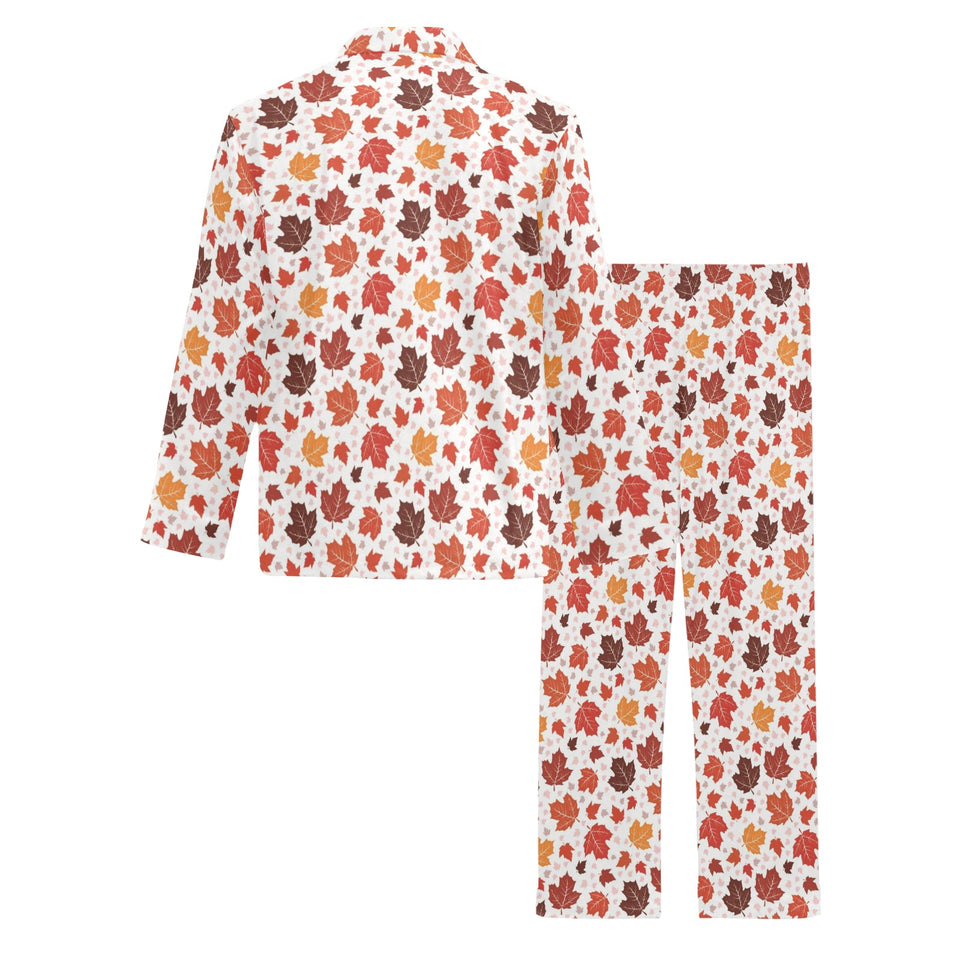 Colorful Maple Leaf pattern Men's Long Pajama Set