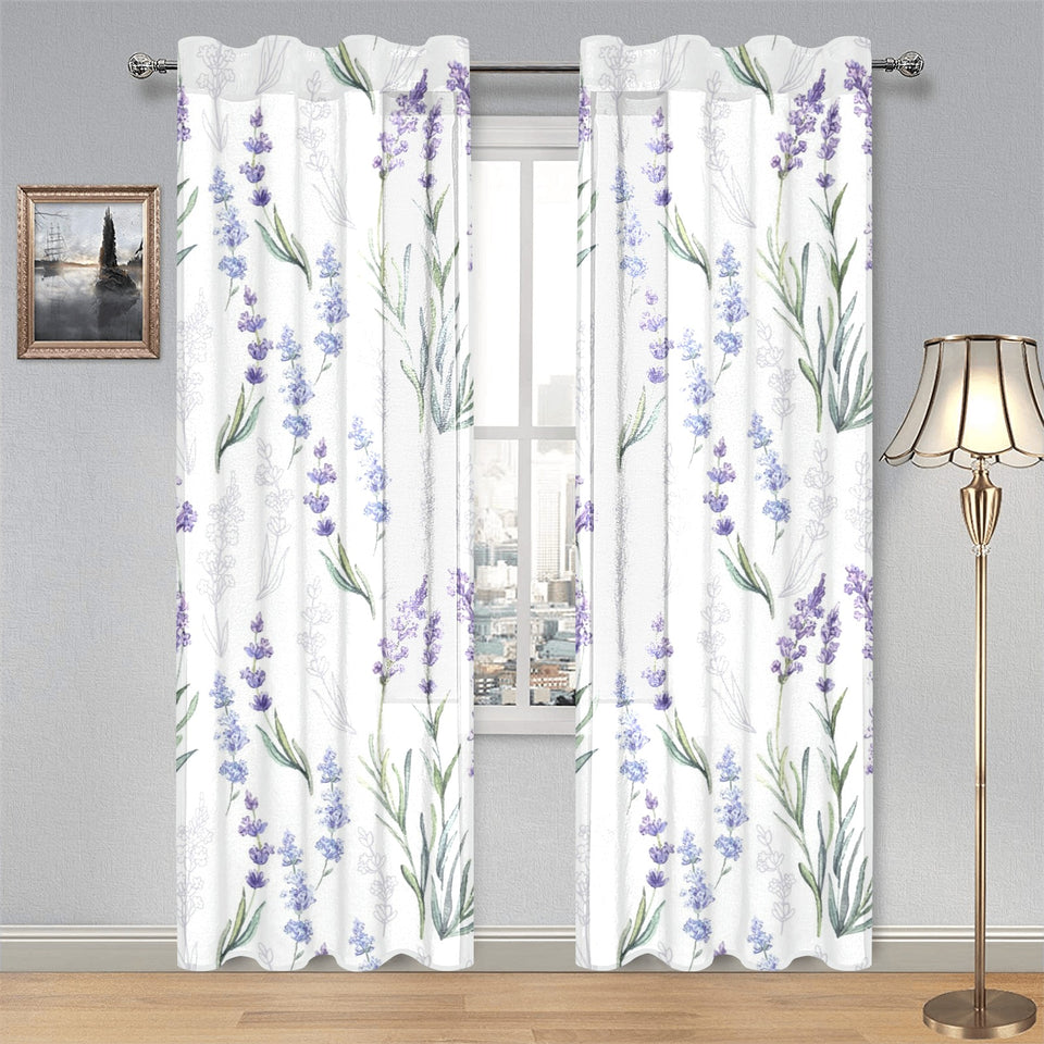 Hand painting Watercolor Lavender Gauze Curtain