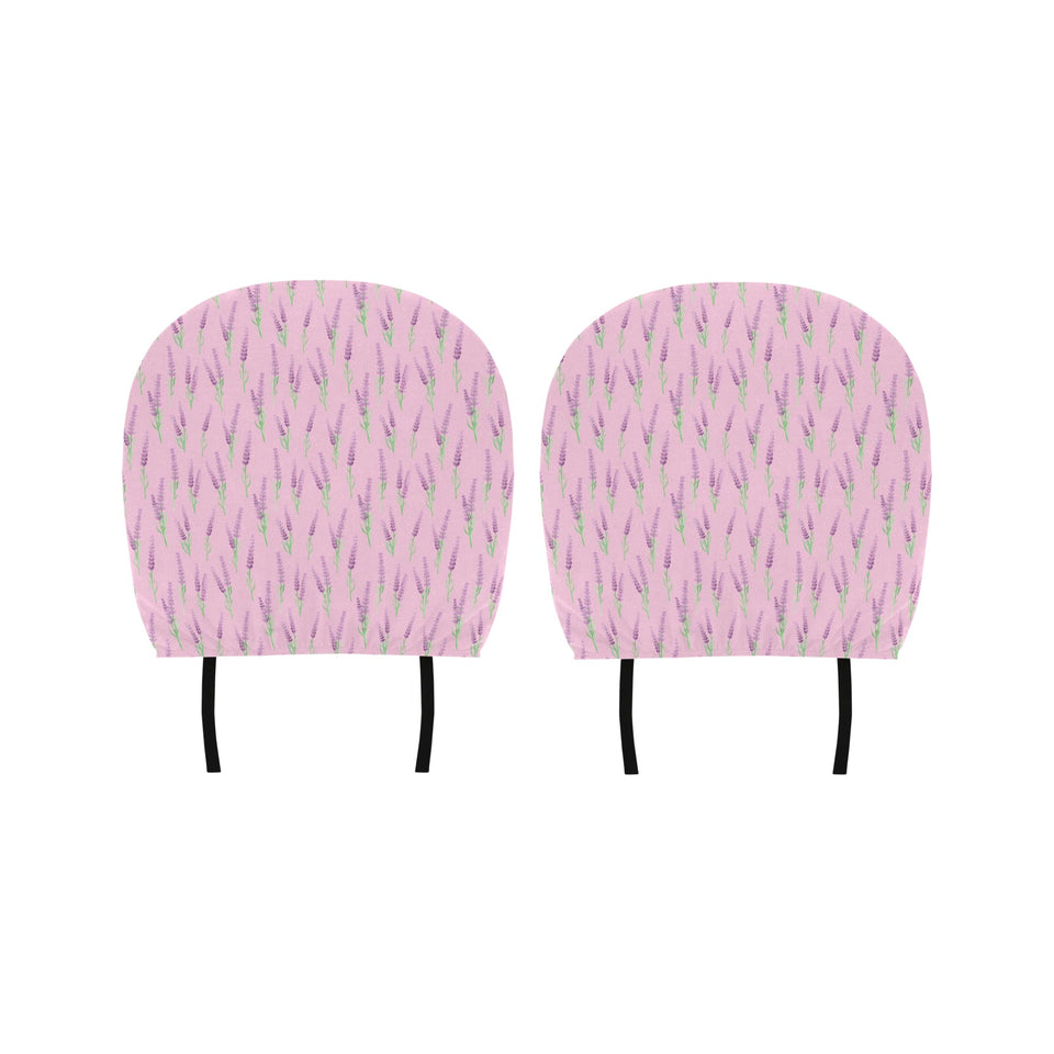 Lavender pattern pink background Car Headrest Cover