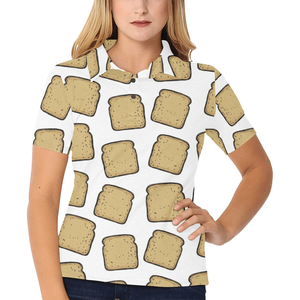 Bread Toast Pattern Print Design 03 Women's All Over Print Polo Shirt