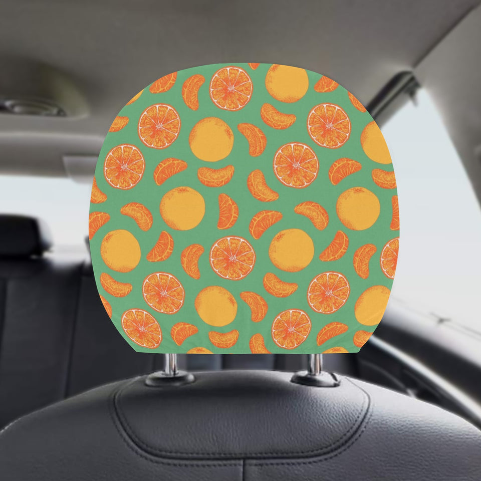 orange fruit pattern green background Car Headrest Cover