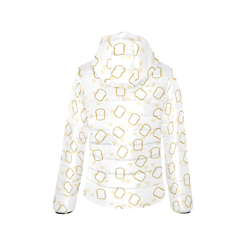 Bread Toast Pattern Print Design 01 Women's Padded Hooded Jacket