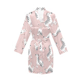 Cute zebra pattern Women's Long Sleeve Belted Night Robe