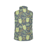 Cute owls leaves pattern Men's Padded Vest