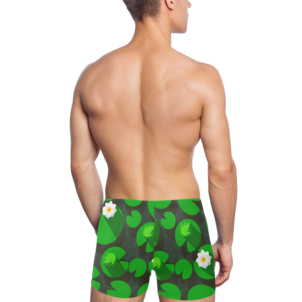 Frog waterlily pattern Men's Swimming Trunks