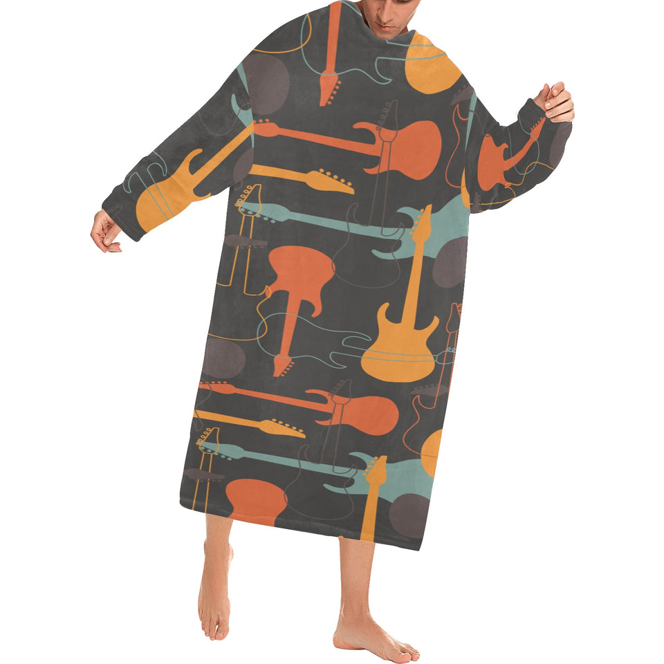 electric guitars pattern Blanket Robe with Sleeves