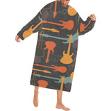 electric guitars pattern Blanket Robe with Sleeves