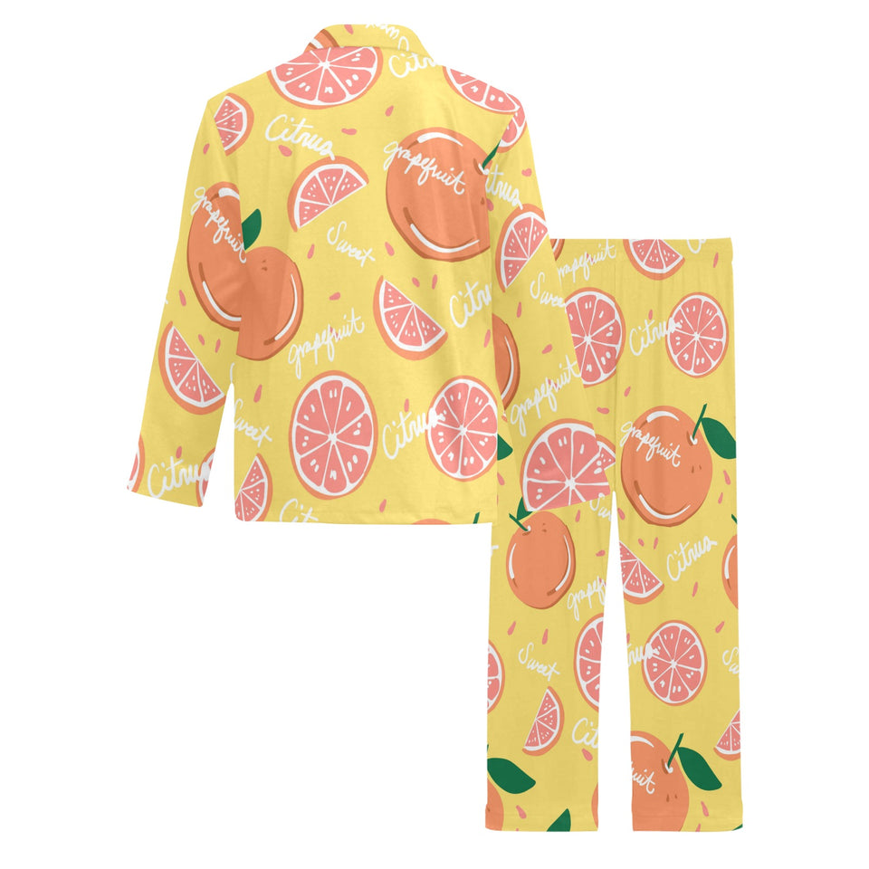 Grapefruit yellow background Men's Long Pajama Set
