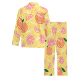 Grapefruit yellow background Men's Long Pajama Set