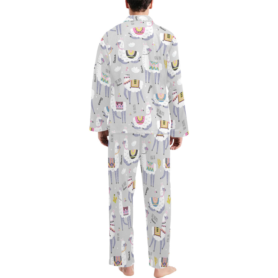 Cute Llama Alpaca pattern Men's Long Pajama Set