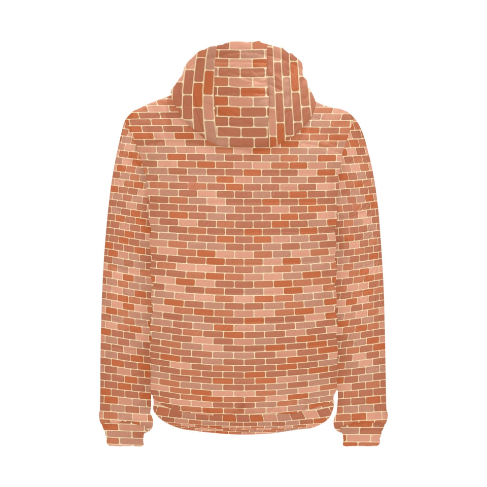 Brick Printed Pattern Print Design 02 Men's Padded Hooded Jacket
