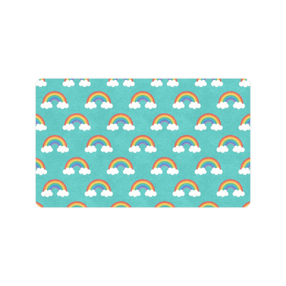 Rainbow pattern green background Doormat