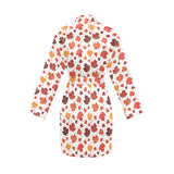 Colorful Maple Leaf pattern Women's Long Sleeve Belted Night Robe