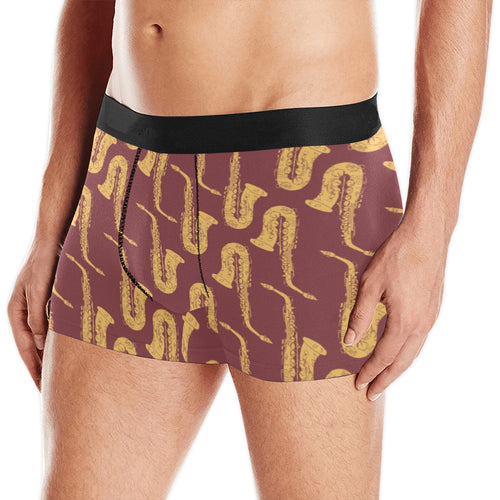 Hand drawn gold saxophone red background Men's All Over Print Boxer Briefs Men's Underwear