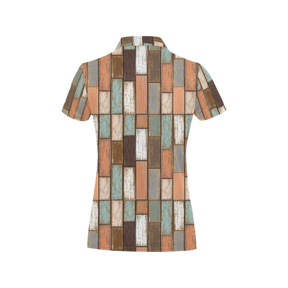 Wood Printed Pattern Print Design 02 Women's All Over Print Polo Shirt