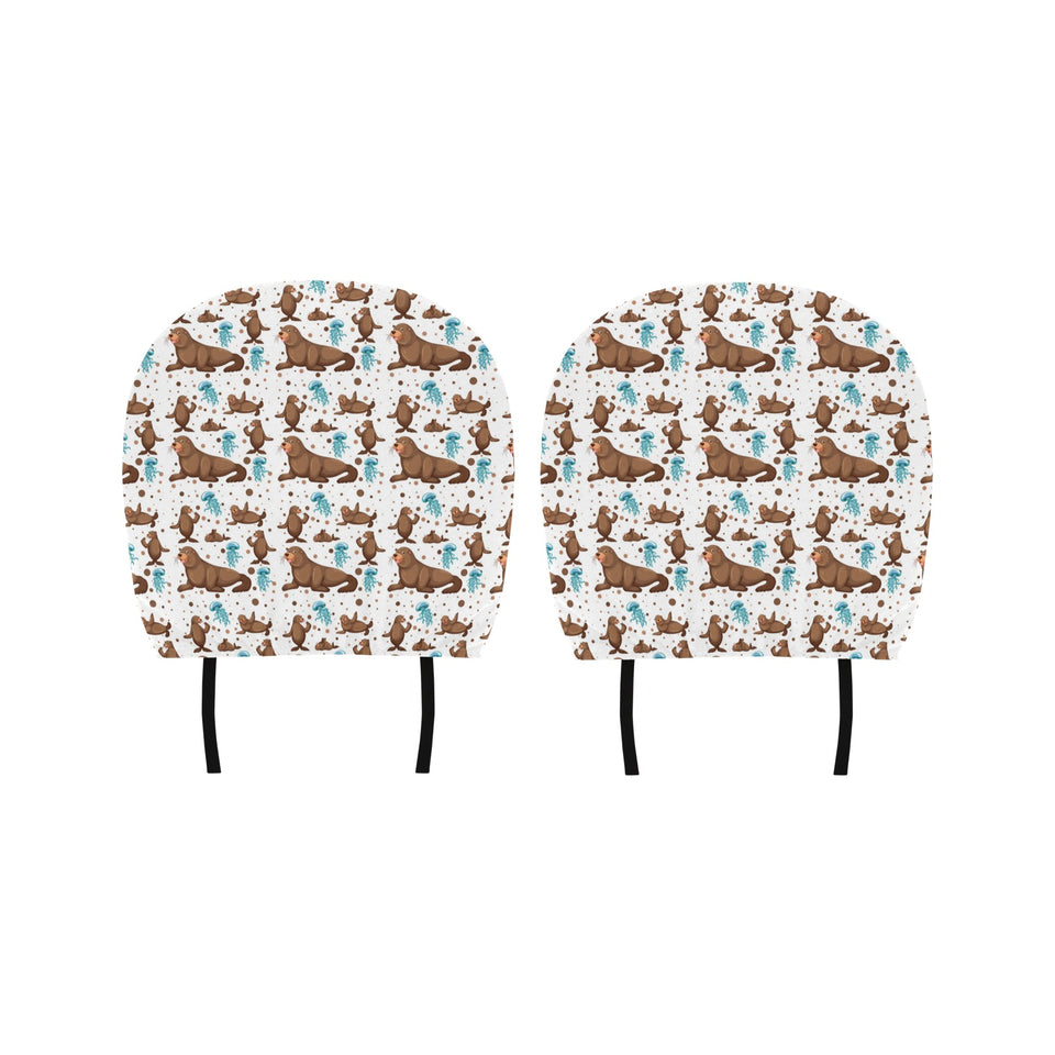 sea lion Seals jellyfish pattern Car Headrest Cover