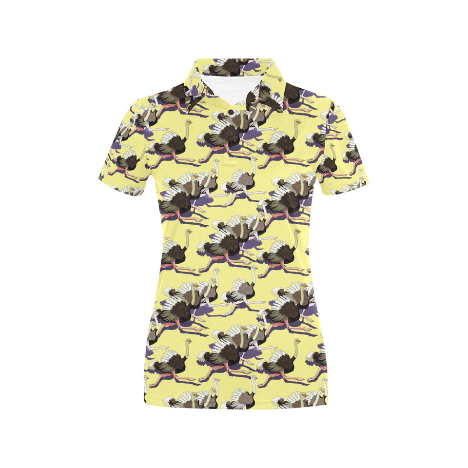 Ostrich Pattern Print Design 04 Women's All Over Print Polo Shirt