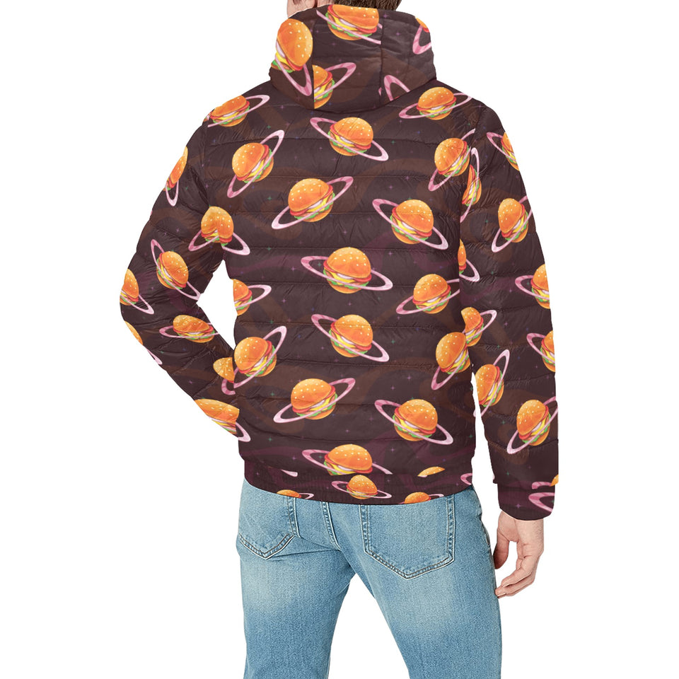 Hamburger Pattern Print Design 05 Men's Padded Hooded Jacket