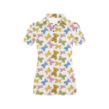 Teddy Bear Pattern Print Design 01 Women's All Over Print Polo Shirt