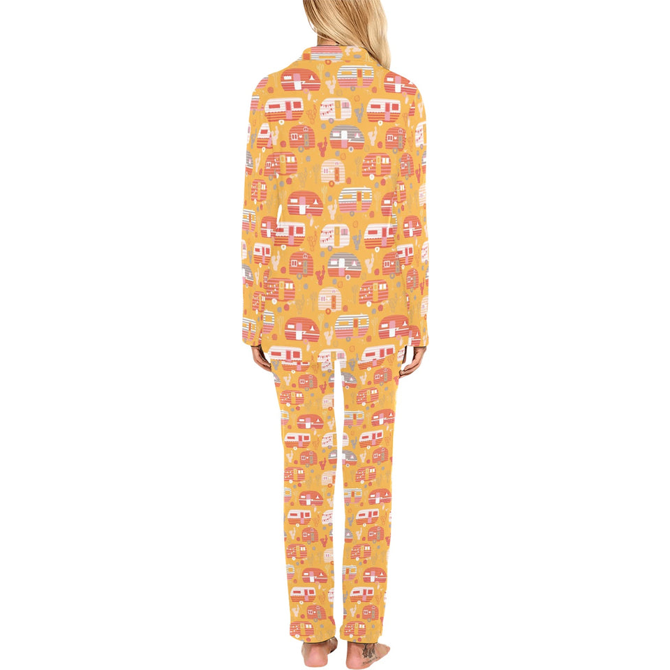 Camper Van Pattern Print Design 04 Women's Long Pajama Set