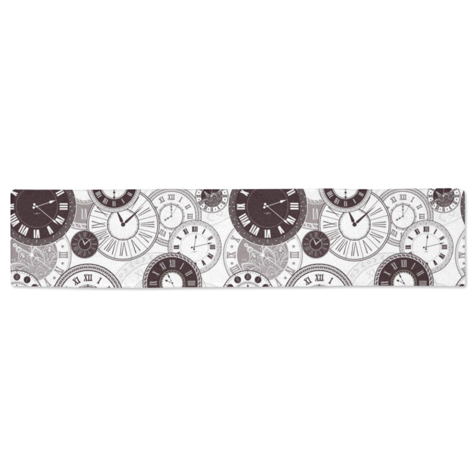 Classic vintage clock pattern Table Runner