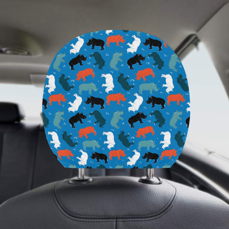 Colorful rhino pattern Car Headrest Cover