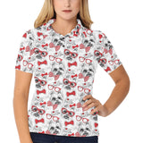Yorkshire Terrier Pattern Print Design 04 Women's All Over Print Polo Shirt