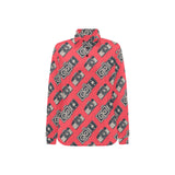 Camera Pattern Print Design 05 Women's Long Sleeve Polo Shirt