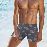 sushi pattern black background Men's Swimming Trunks