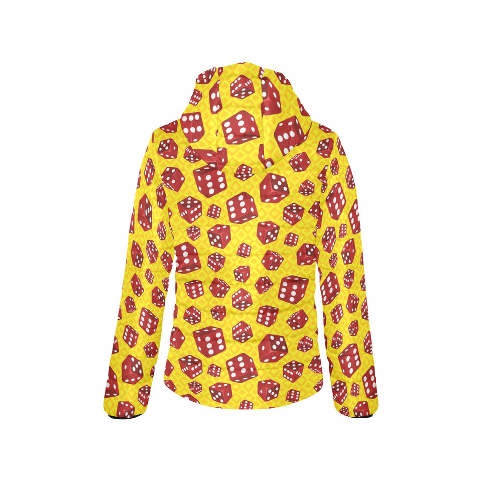 Dice Pattern Print Design 04 Women's Padded Hooded Jacket