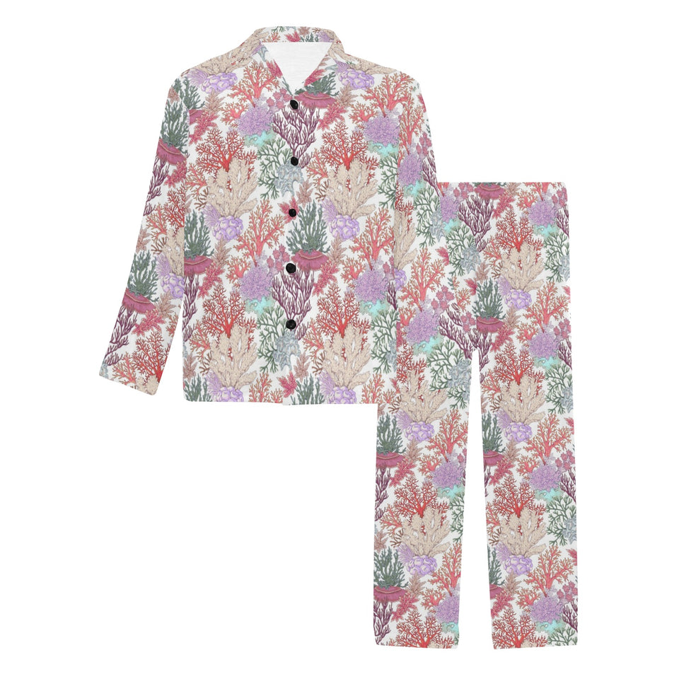 Coral Reef Pattern Print Design 03 Men's Long Pajama Set