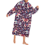 Elephant indian style ornament pattern Blanket Robe with Sleeves