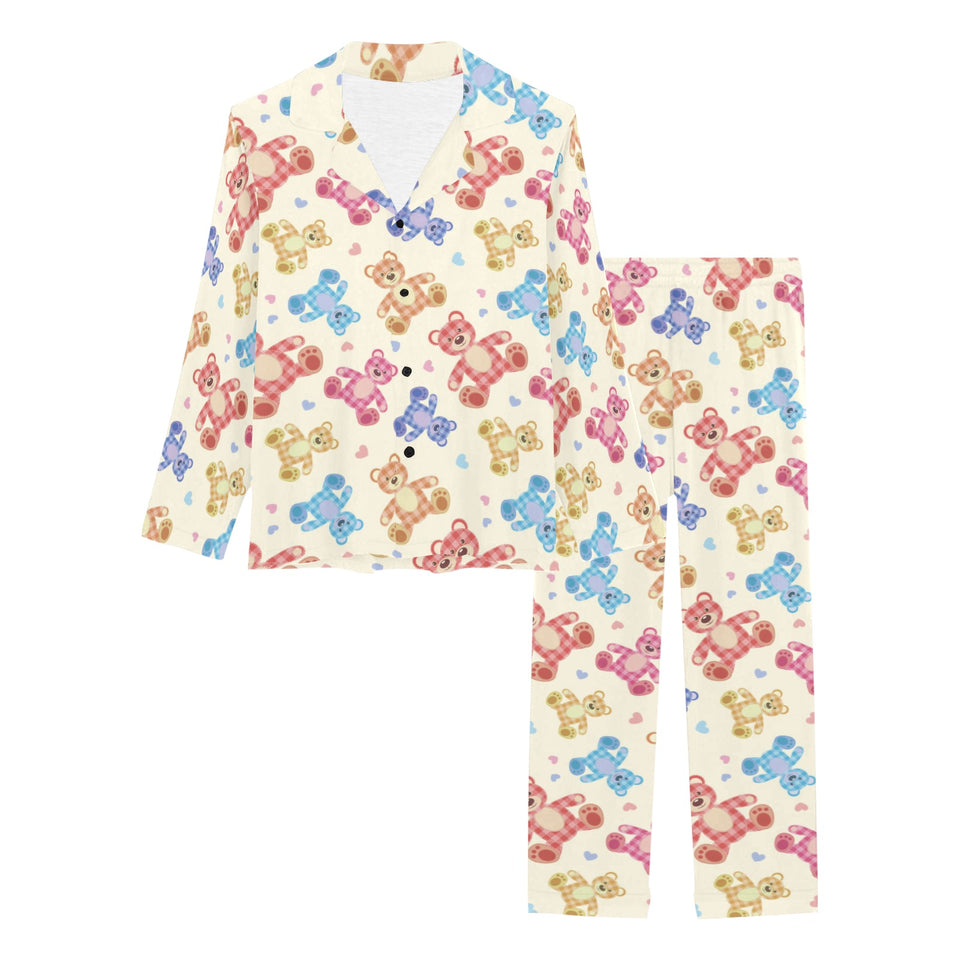 Teddy Bear Pattern Print Design 05 Women's Long Pajama Set