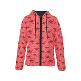 Ostrich Pattern Print Design 03 Women's Padded Hooded Jacket