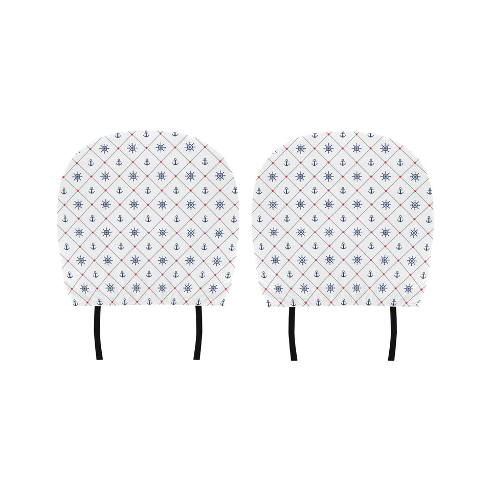 Anchor rudder nautical design pattern Car Headrest Cover