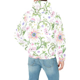 Beautiful pink lotus waterlily leaves pattern Men's Padded Hooded Jacket