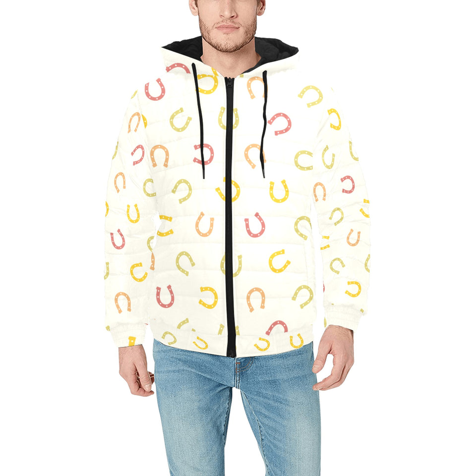 Horseshoes Pattern Print Design 02 Men's Padded Hooded Jacket