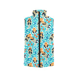 Cute sea otters fishe sea urchin pattern Men's Padded Vest