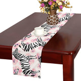 Zebra pink flower background Table Runner