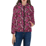 Lips Pattern Print Design 03 Women's Padded Hooded Jacket