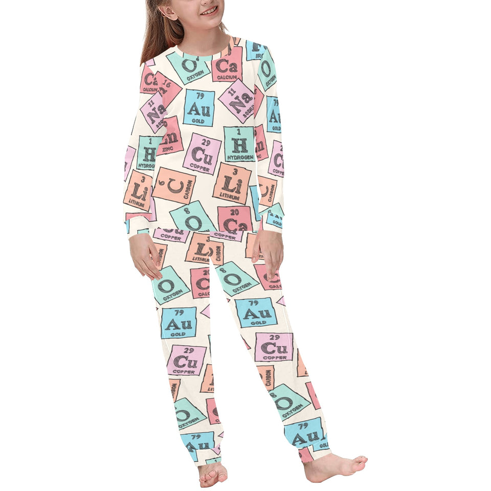 Chemistry Periodic Table Pattern Print Design 02 Kids' Boys' Girls' All Over Print Pajama Set