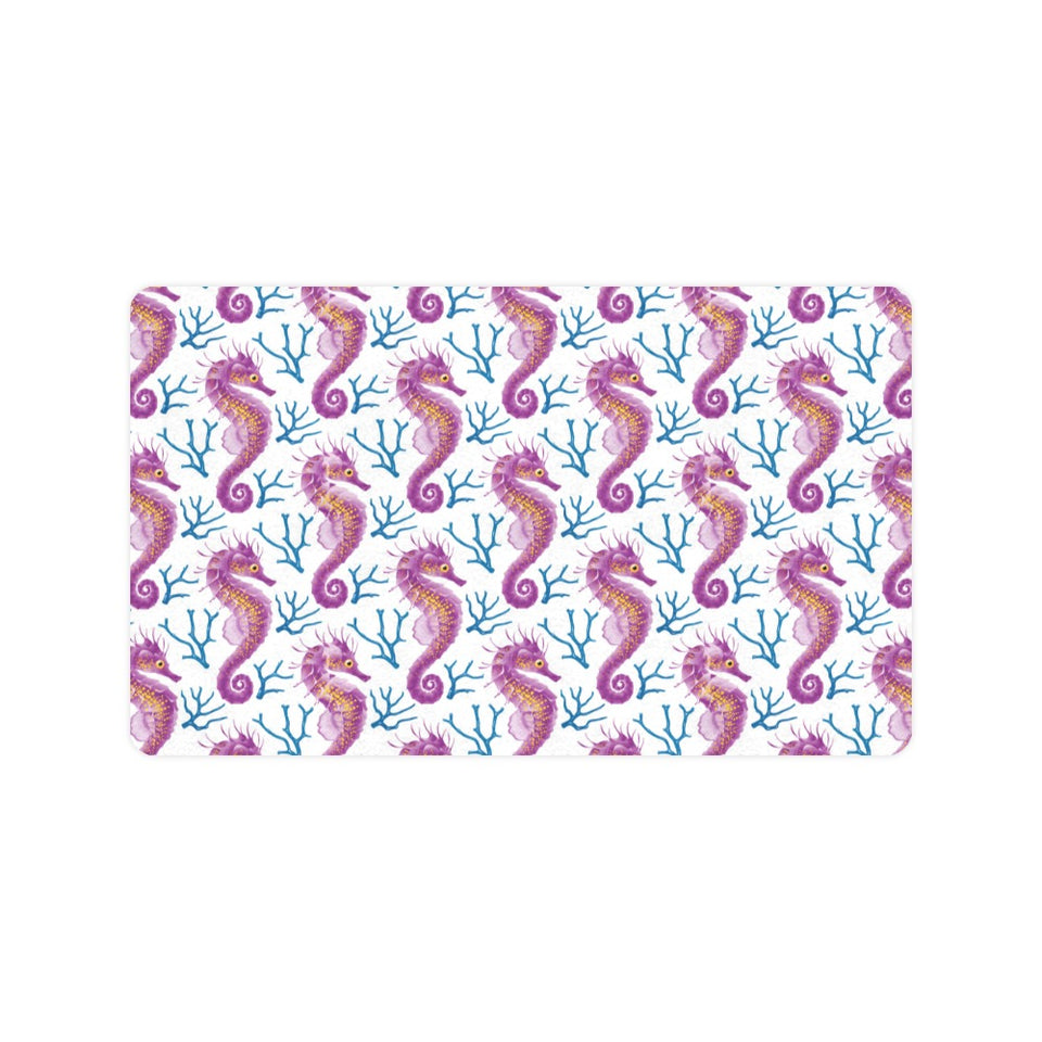 Purple seahorse blue coral pattern Doormat