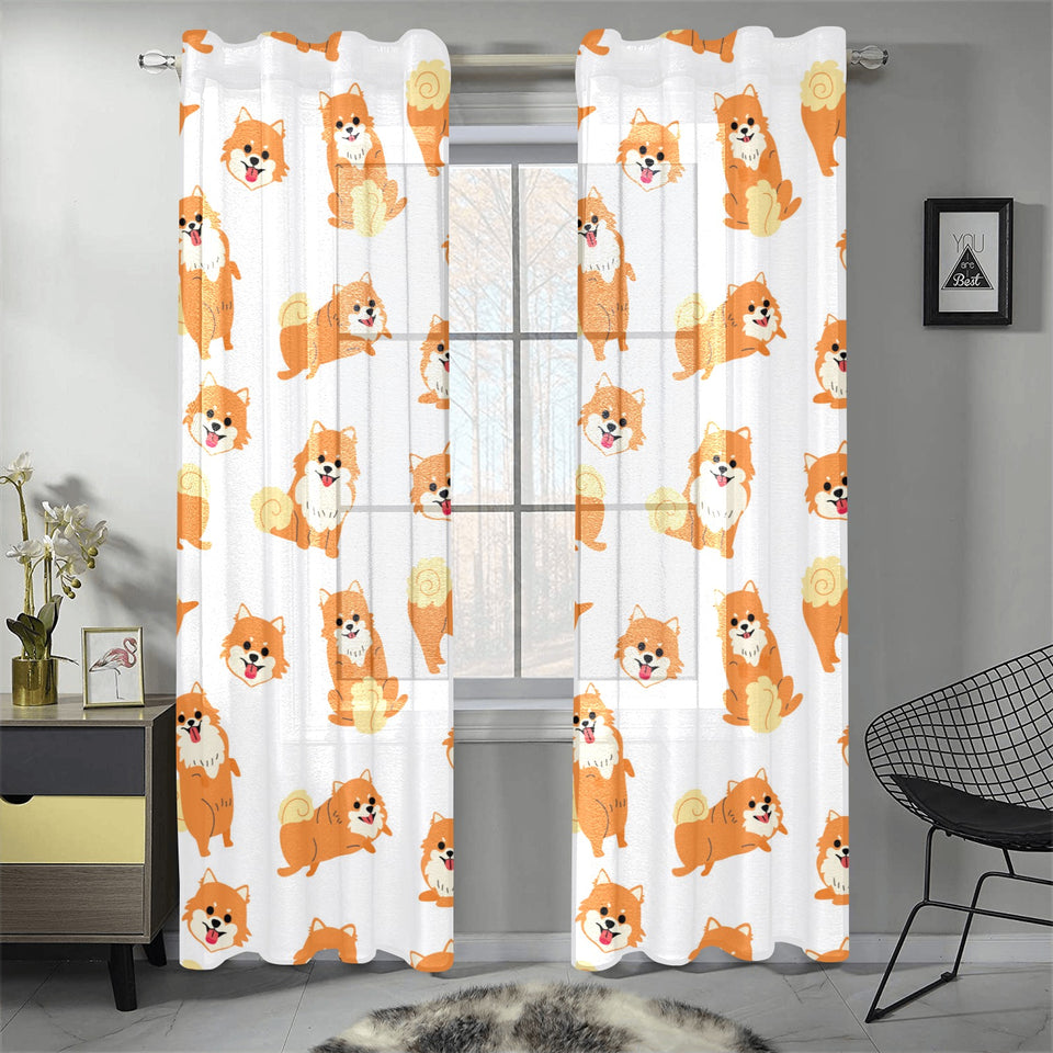Brown pomeranian pattern Gauze Curtain