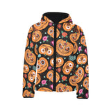 Pumpkin flowers spiderweb Halloween theme Kids' Boys' Girls' Padded Hooded Jacket