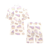 Cakes pies tarts muffins and eclairs purple bluebe Men's V-Neck Short Pajama Set